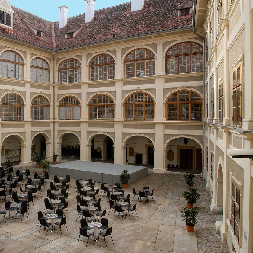 Innenhof Lesliehof Joanneumsviertel | © Universalmuseum Joanneum Innenhof Lesliehof Joanneumsviertel | © Universalmuseum Joanneum