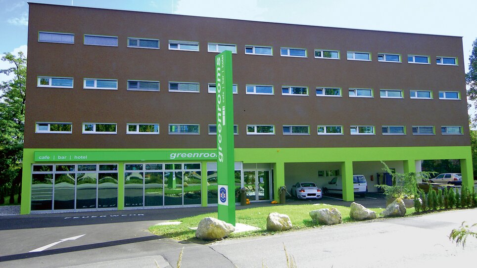 Das Hotel Greenrooms mit Café und Bar in Graz. | © Greenrooms