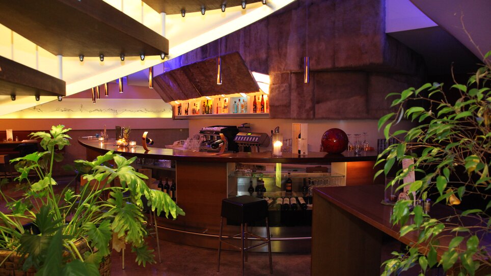 Stylish bar in Restaurant Rondo with plants and lighting. | © Restaurant RONDO