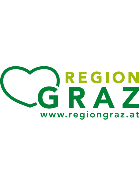 Das Logo von der Region Graz, bestehend aus grünem Herz und Schriftzug.