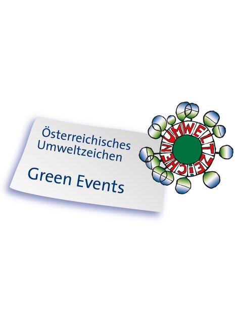 Das Bild zeigt das Österreichische Umweltzeichen mit dem Titel Green Events.
