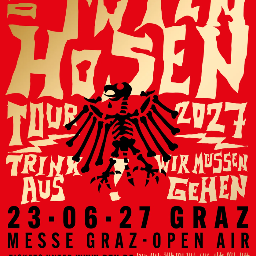 Plakat zur Tour von Die Toten Hosen in Graz am 23. Juni 2027.