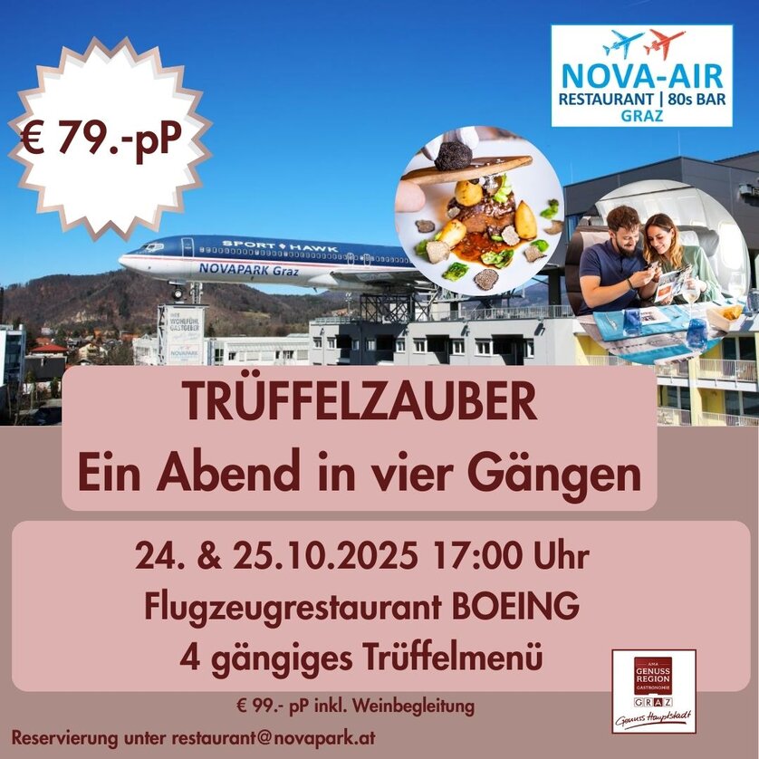 An evening with four courses at the airplane restaurant BOEING | © Hotel Novapark