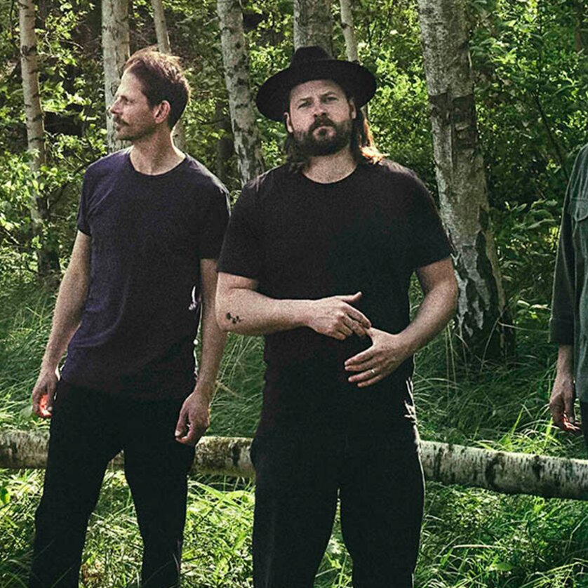 Mighty Oaks | © Studio Marco Fischer Die drei Bandmitglieder der Mighty Oaks stehen in einem Wald | © Studio Marco Fischer