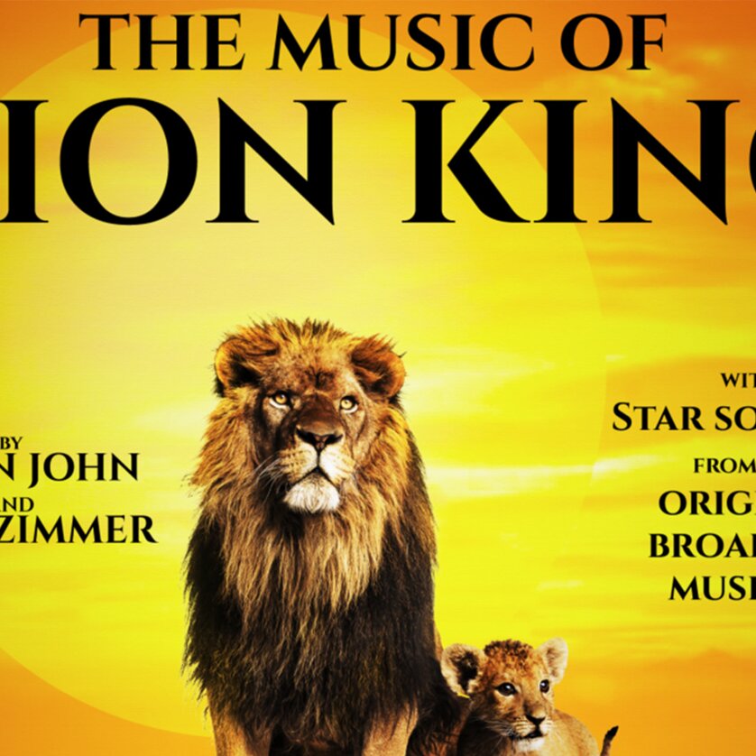 The music of Lion King | © Star Entertainment Grafik mit zwei Löwen und dem Schriftzug The music of Lion King | © Star Entertainment