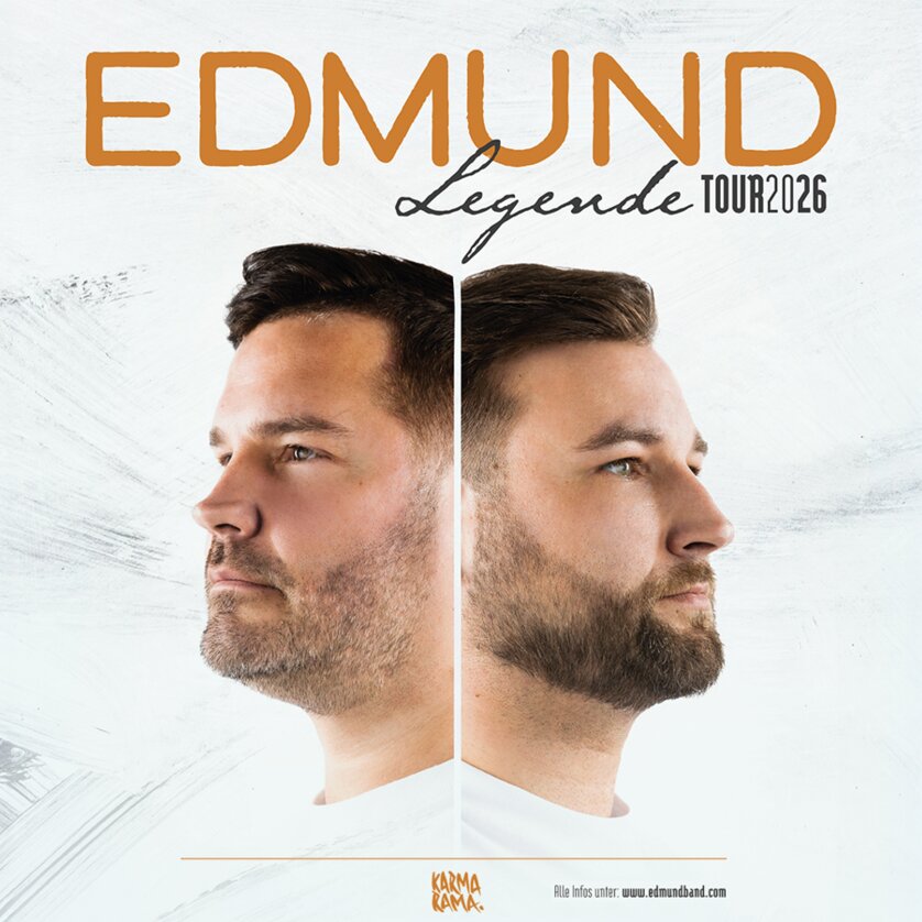 Plakat für die Tour 2026 von Edmund mit zwei Profilen. | © Karmarama