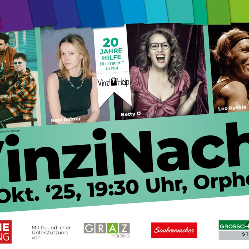 VinziNacht 2025 | © VinziWerke Plakat für die VinziNacht am 10. Oktober 2025 im Orpheum. | © VinziWerke
