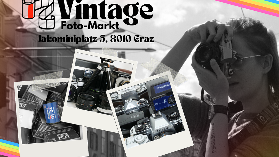 A participant with a camera at photo and video experience days in Graz.