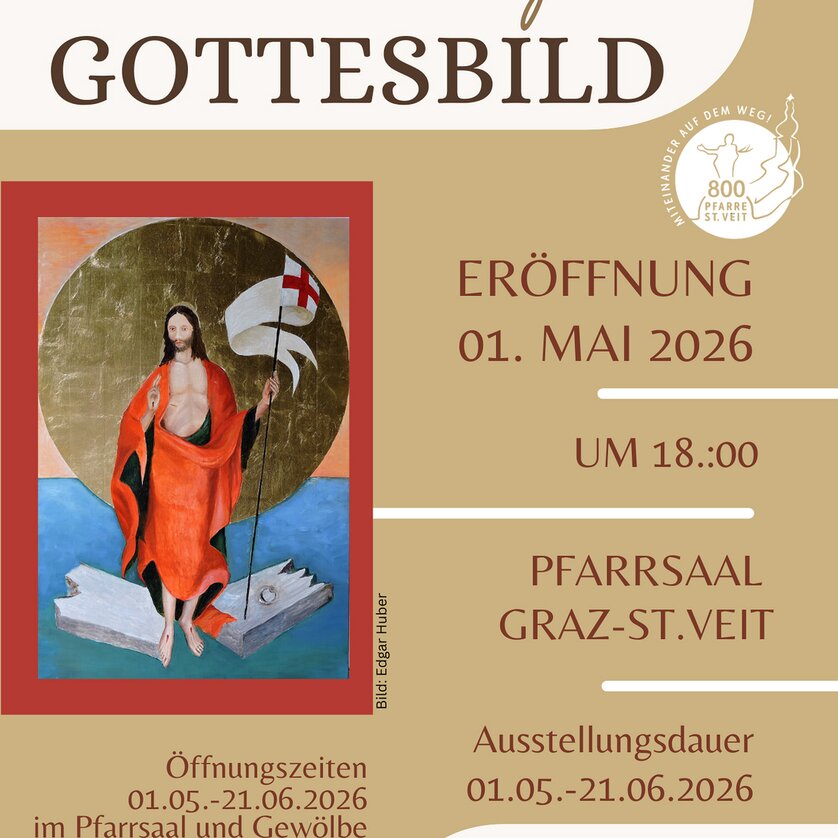 Plakat zur Ausstellung Gottesbild in der Pfarre Graz St. Veit. Auf dem Plakat ist eine Darstellung Jesu Christi zu sehen. | © LiLa Herderberg