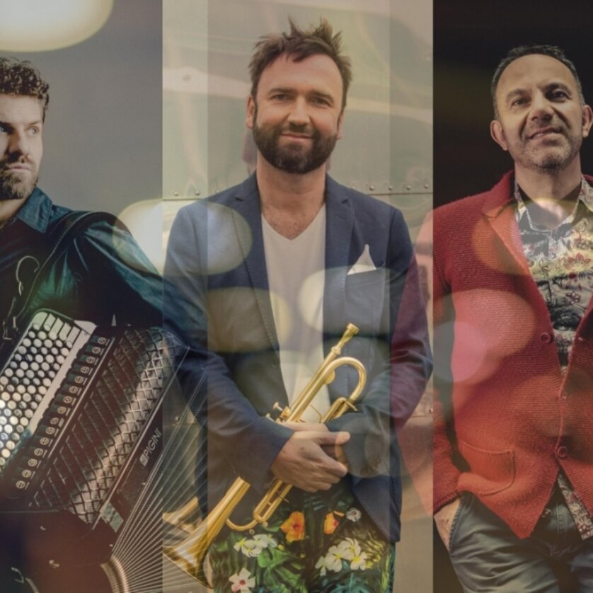 Three musicians showcase instruments: accordion, trumpet. | © Andrej Grilc