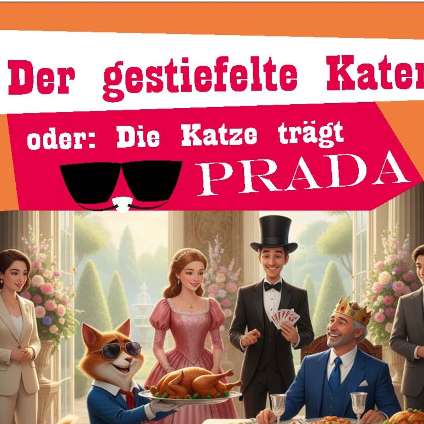 Der gestiefelte Kater: Die Katze trägt Prada | © Grazer Kinder-und Jugendbühne Animierte Katze in festlichem Ambiente, genießt ein Dinner. | © Grazer Kinder-und Jugendbühne