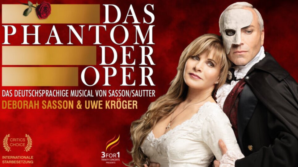 Plakat des Musicals 'Das Phantom der Oper' mit Deborah Sasson und Uwe Kröger. | © Farideh