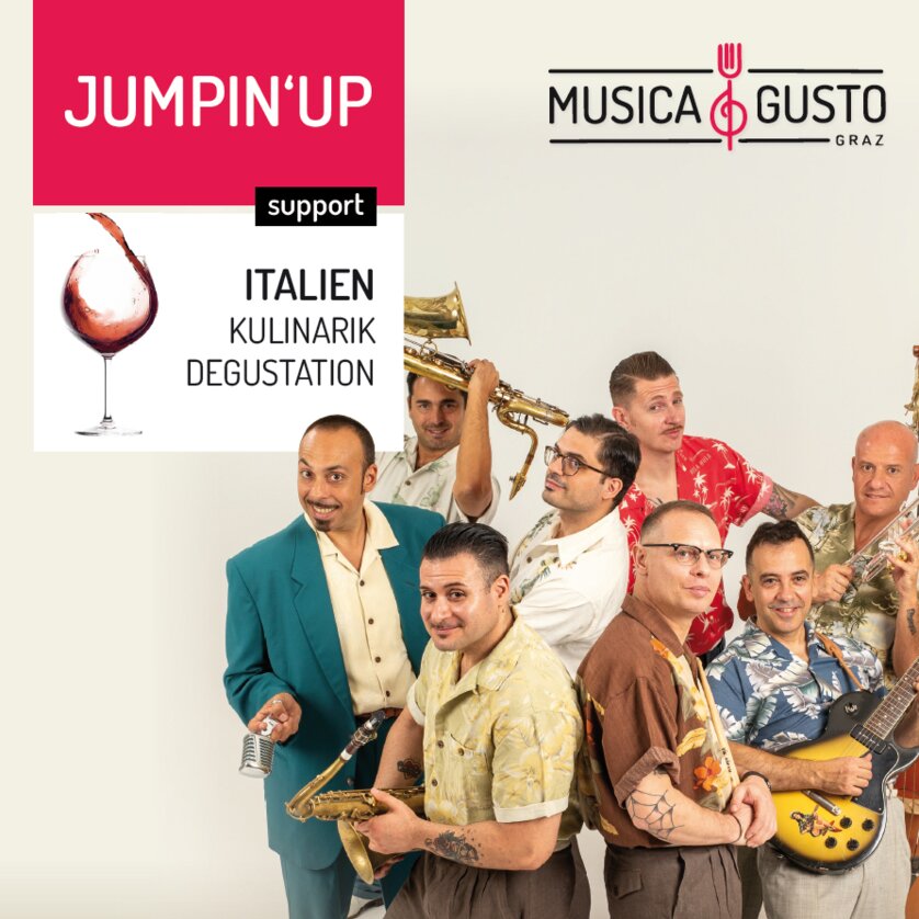 Musica e gusto 2025 - Jumpin' up | © Jumpin' up Konzert von Jumpin' up und Verkostung von italienischen Spezialitäten | © Jumpin' up