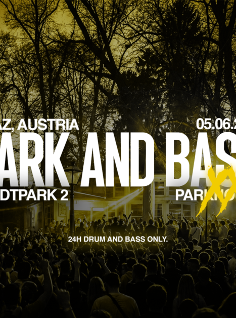 cartello per l'evento Park and Bass XXL, mostrando una folla in un parco | © KNAPP Media