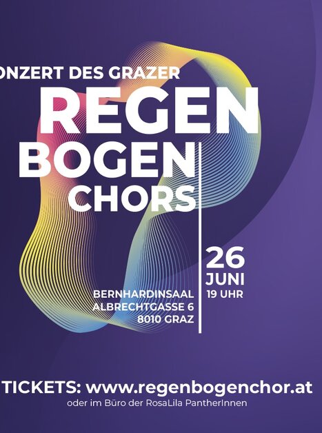 Invito al concerto del Coro Arcobaleno di Graz il 26 giugno al Bernhardinsaal di Graz.