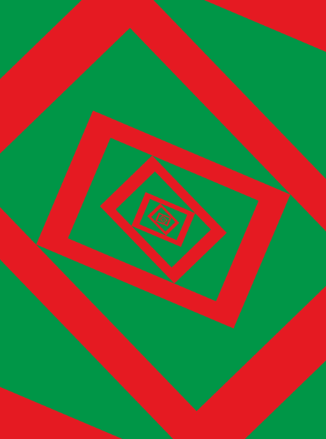 Abstract representation of rotating red and green spirals. | © Grupa Ee