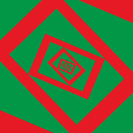 Abstrakte Darstellung von sich drehenden, roten und grünen Spiralen. | © Grupa Ee