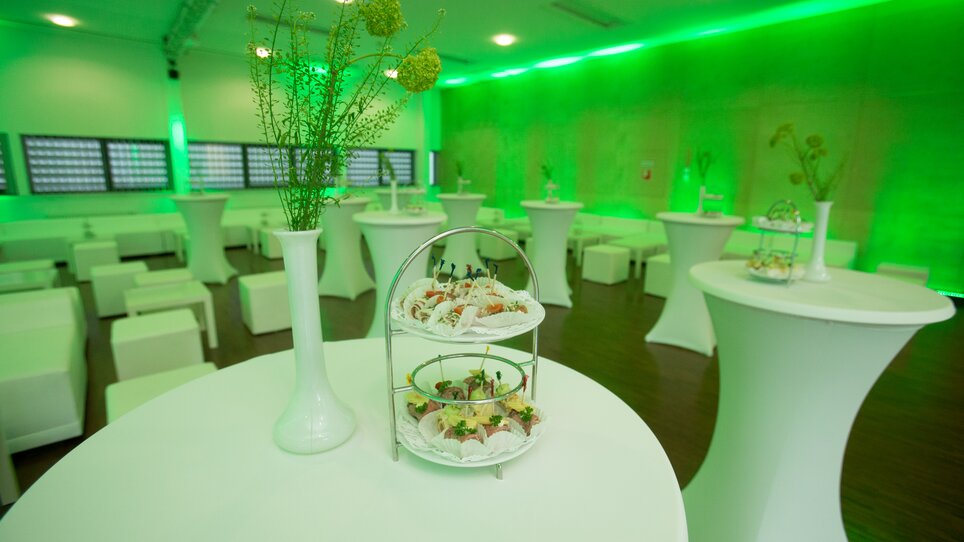 Modern meeting location featuring snacks and green ambiance. | © MCG - Martin Wiesner