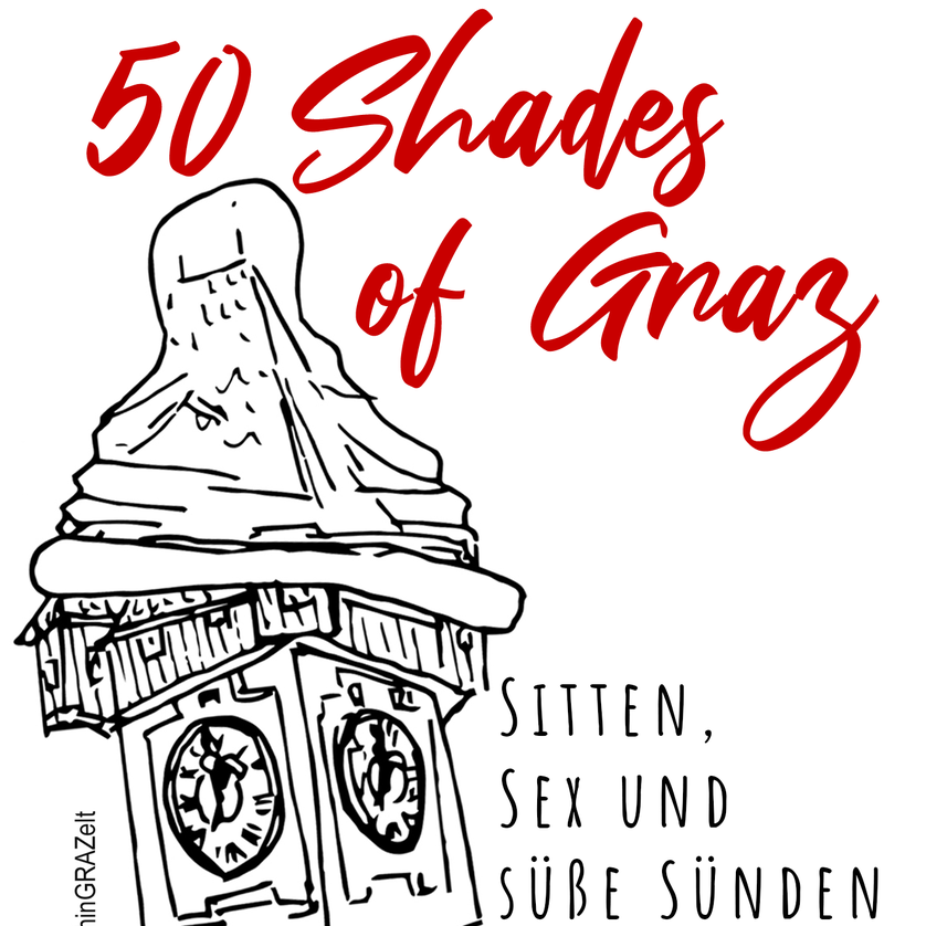 Eine Zeichnung des Grazer Uhrturms mit dem Titel '50 Shades of Graz'. | © hinGRAZelt
