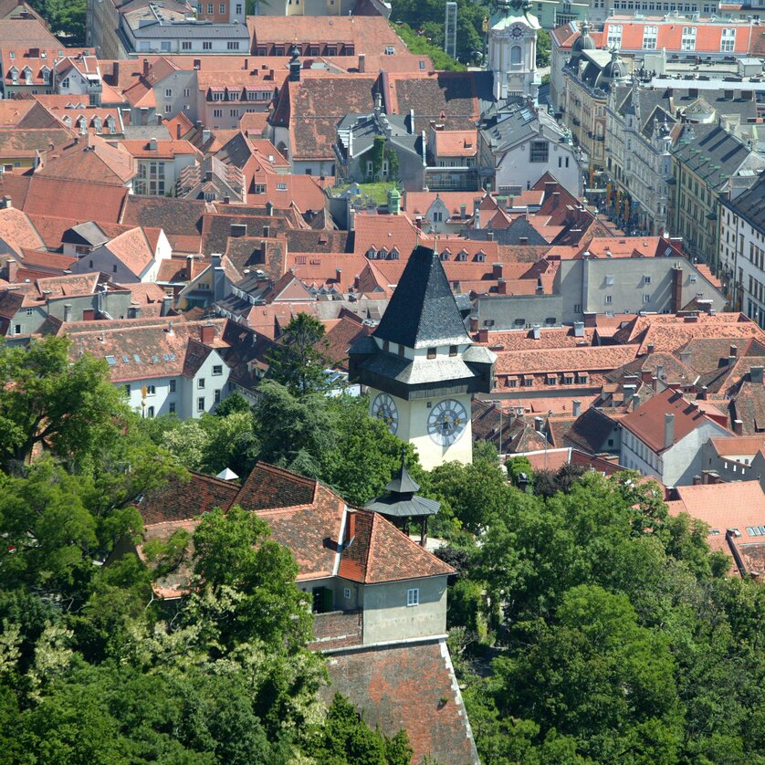 Blick vom Schlossberg | © Graz Tourismus - Harry Schiffer Schlossberg Graz | © Graz Tourismus - Harry Schiffer