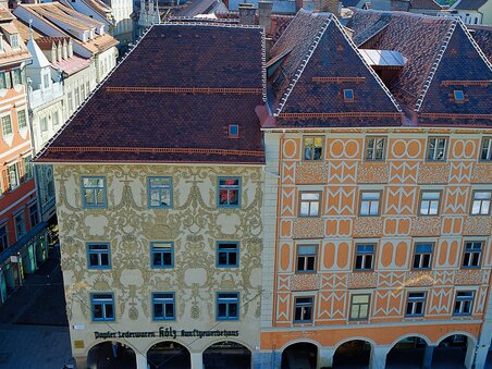 View of Luegghaus in Graz with decorative facades. | © Graz Tourismus - Hans Wiesenhofer