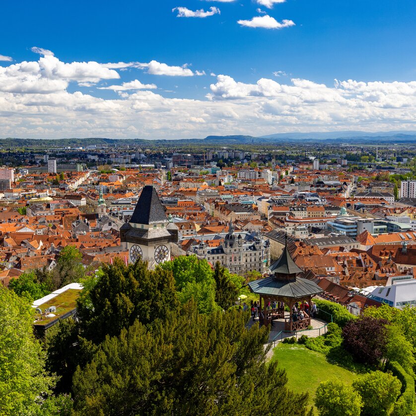 Aussicht vom Schlossberg I Graz | © Graz Tourismus - Harry Schiffer