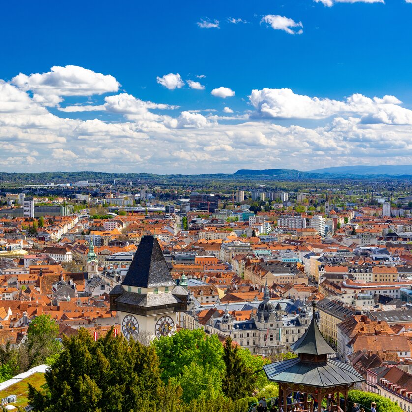 Schlossberg Clock Tower I Graz | © Graz Tourismus - Harry Schiffer Schlossberg Clock Tower I Graz | © Graz Tourismus - Harry Schiffer