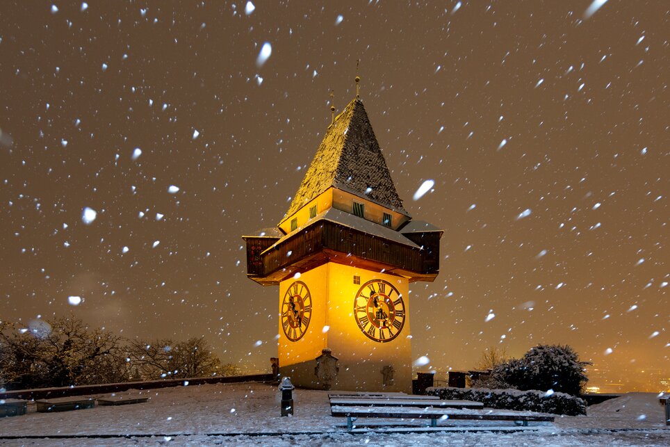 Uhrturm Winter | © Graz Tourismus - Harry Schiffer