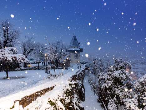 Uhrturm Winter | © Graz Tourismus - Harry Schiffer