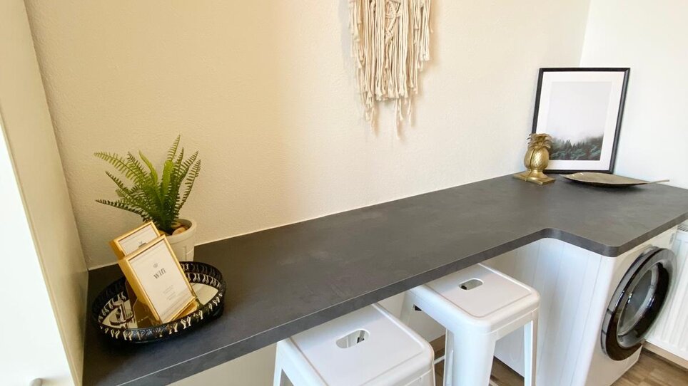 Modern laundry area with decoration. | © CityStage Studio