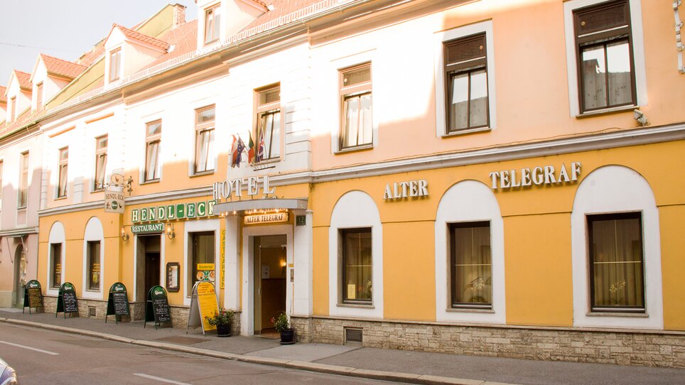 Vista esterna dell'Hotel Alter Telegraf a Graz con ristorante. | © Hotel Alter Telegraf